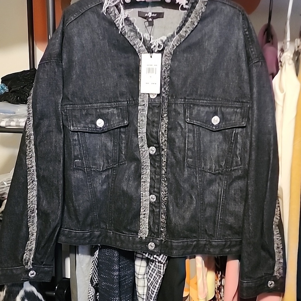 7 for all mankind Womans Denim Jacket with Fringe 1x 💋 NWT Hard to find!